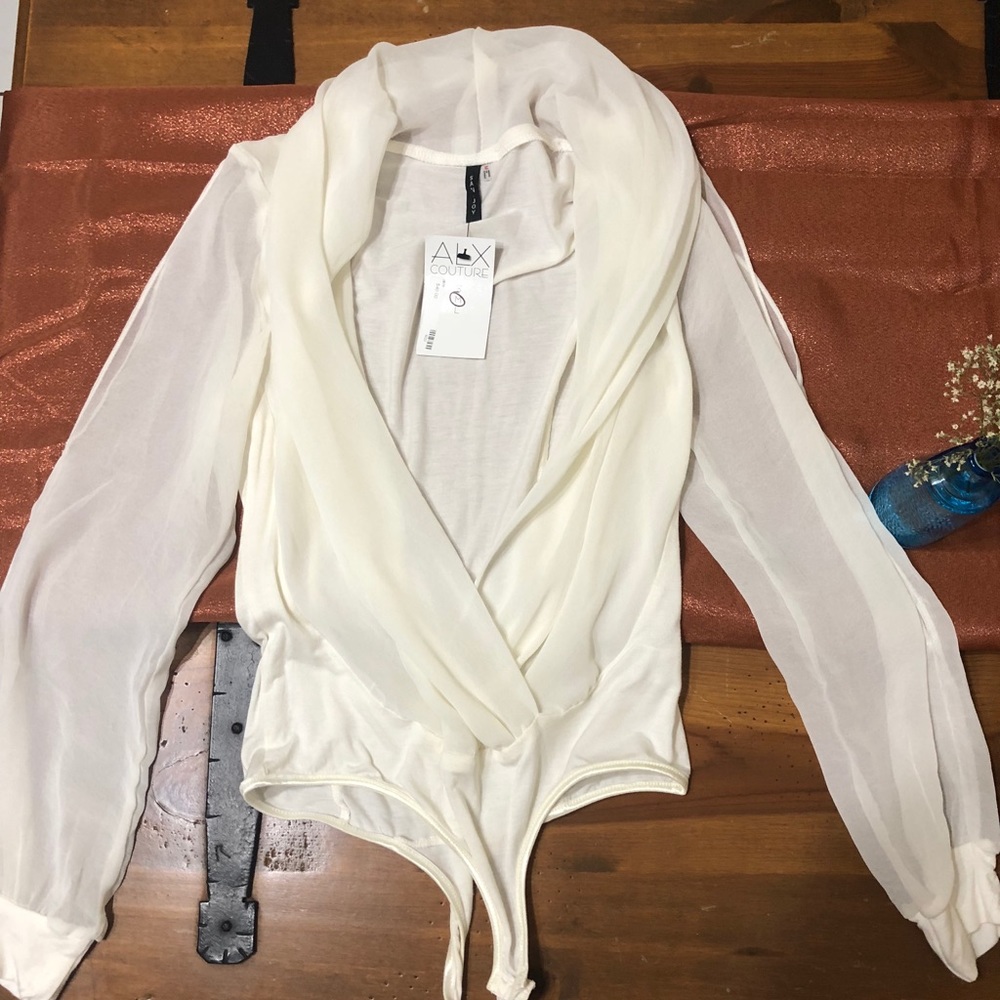White long sleeve sheer body suit